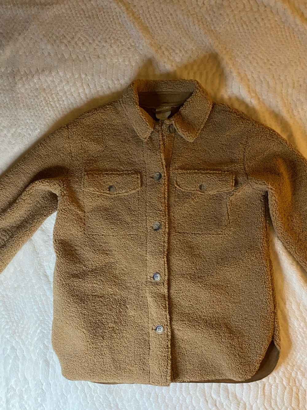 Joie Women’s M Camel Sherpa Teddy Fleece Button-Front Jacket